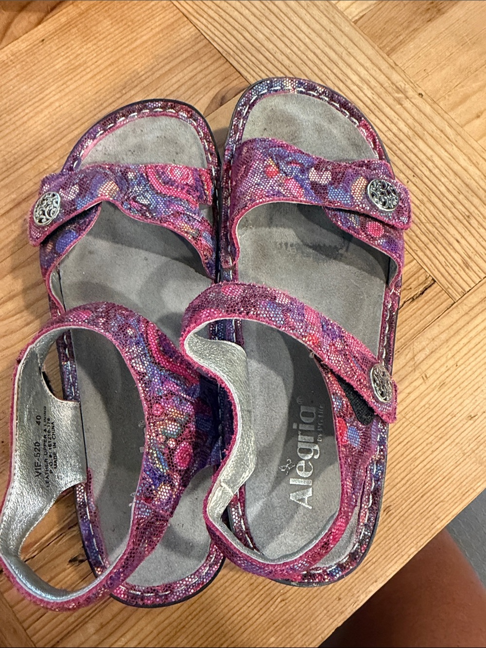 Alegria Women’s Pink Purple Floral Adjustable Sandals